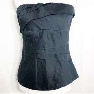 Black Cotton Draped Bustier by The Limited   F111